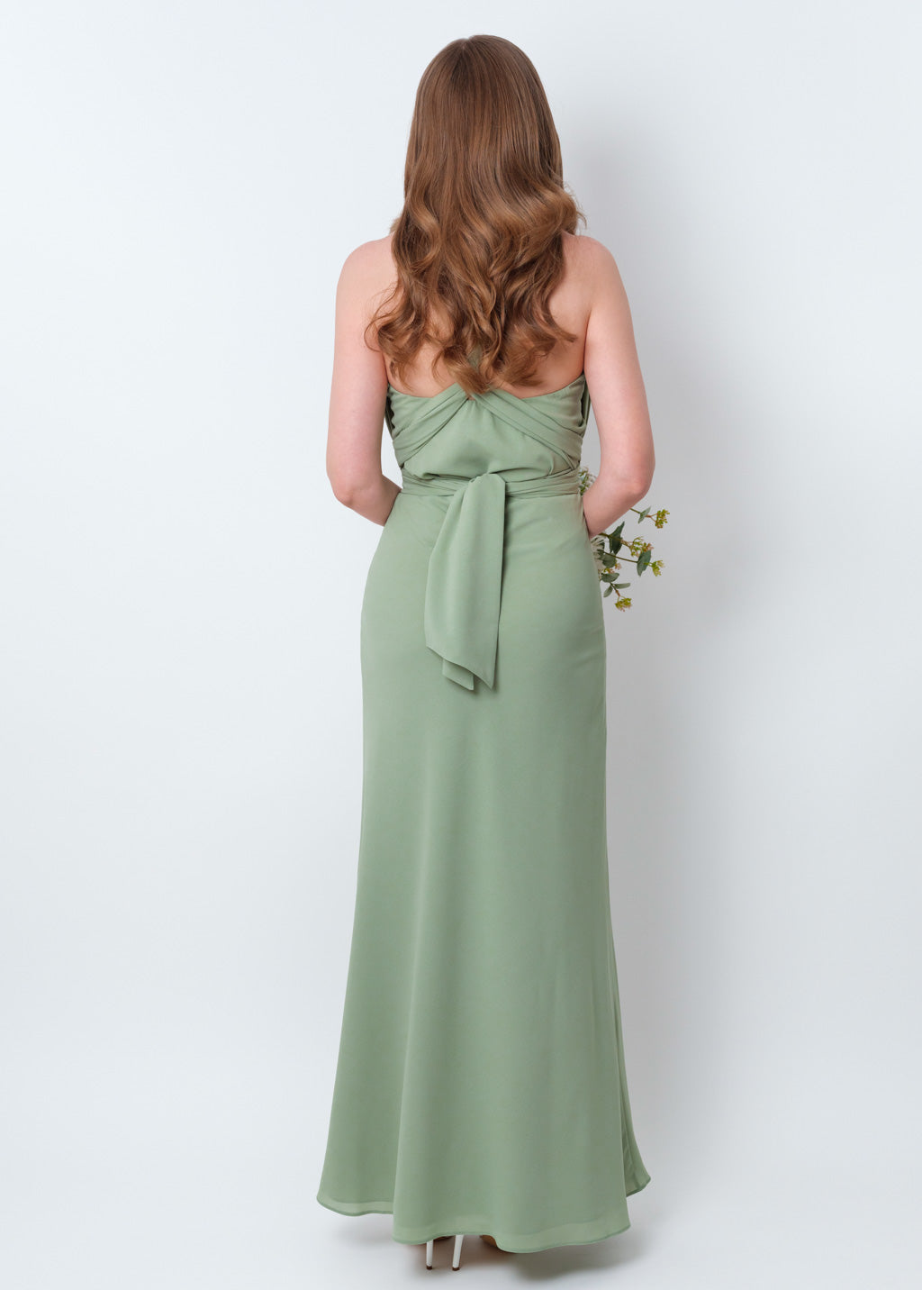 Sage green chiffon infinity dress