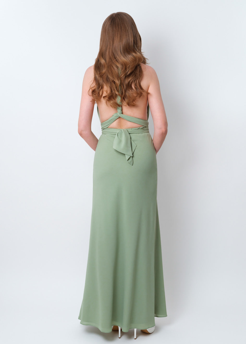 Sage green chiffon infinity dress