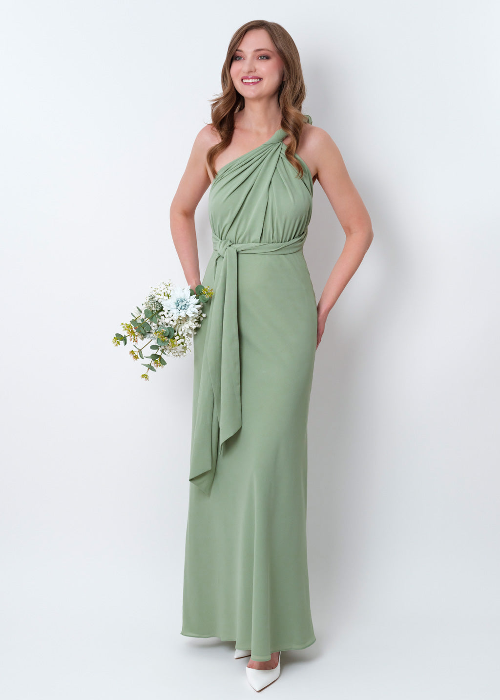 Sage green chiffon infinity dress