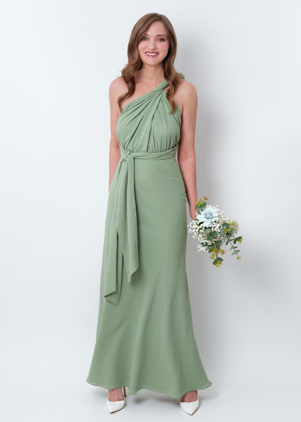 Sage green chiffon infinity dress