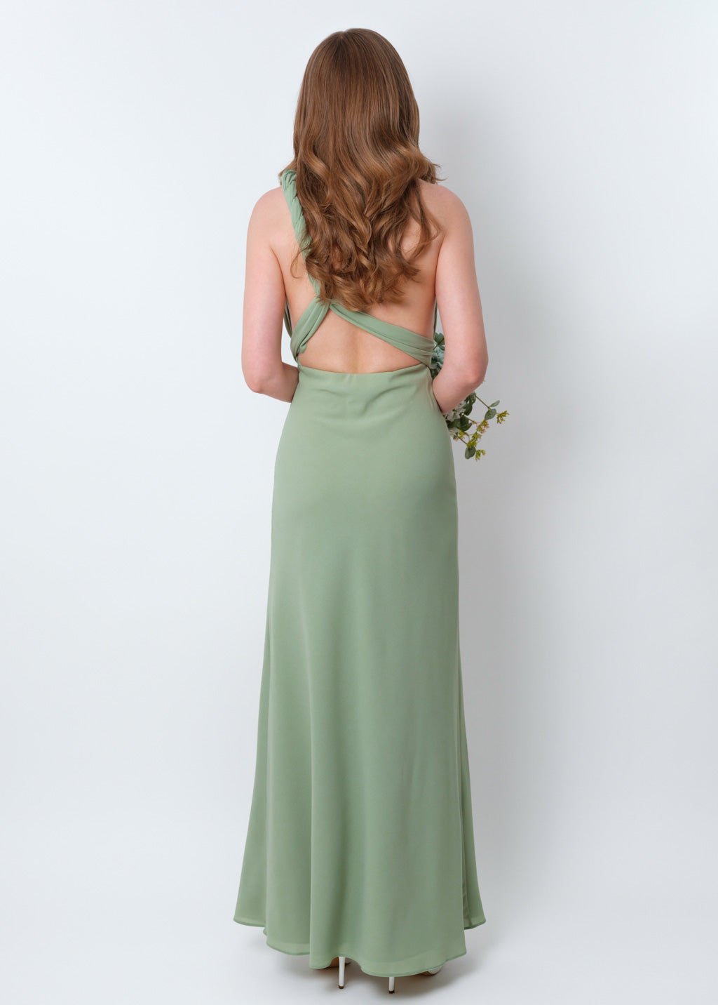 Sage green chiffon infinity dress
