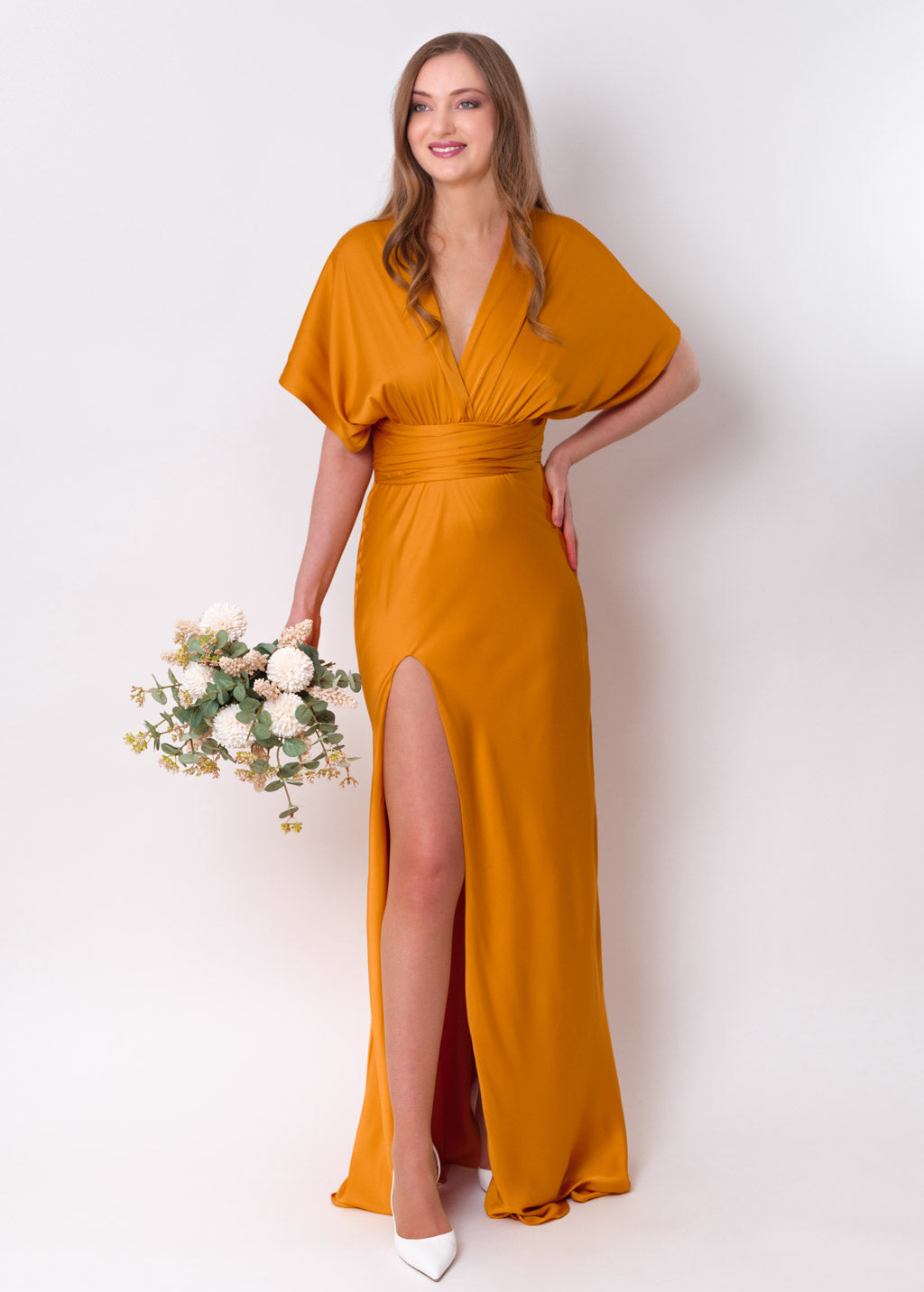 Gold infinity high slit long dress