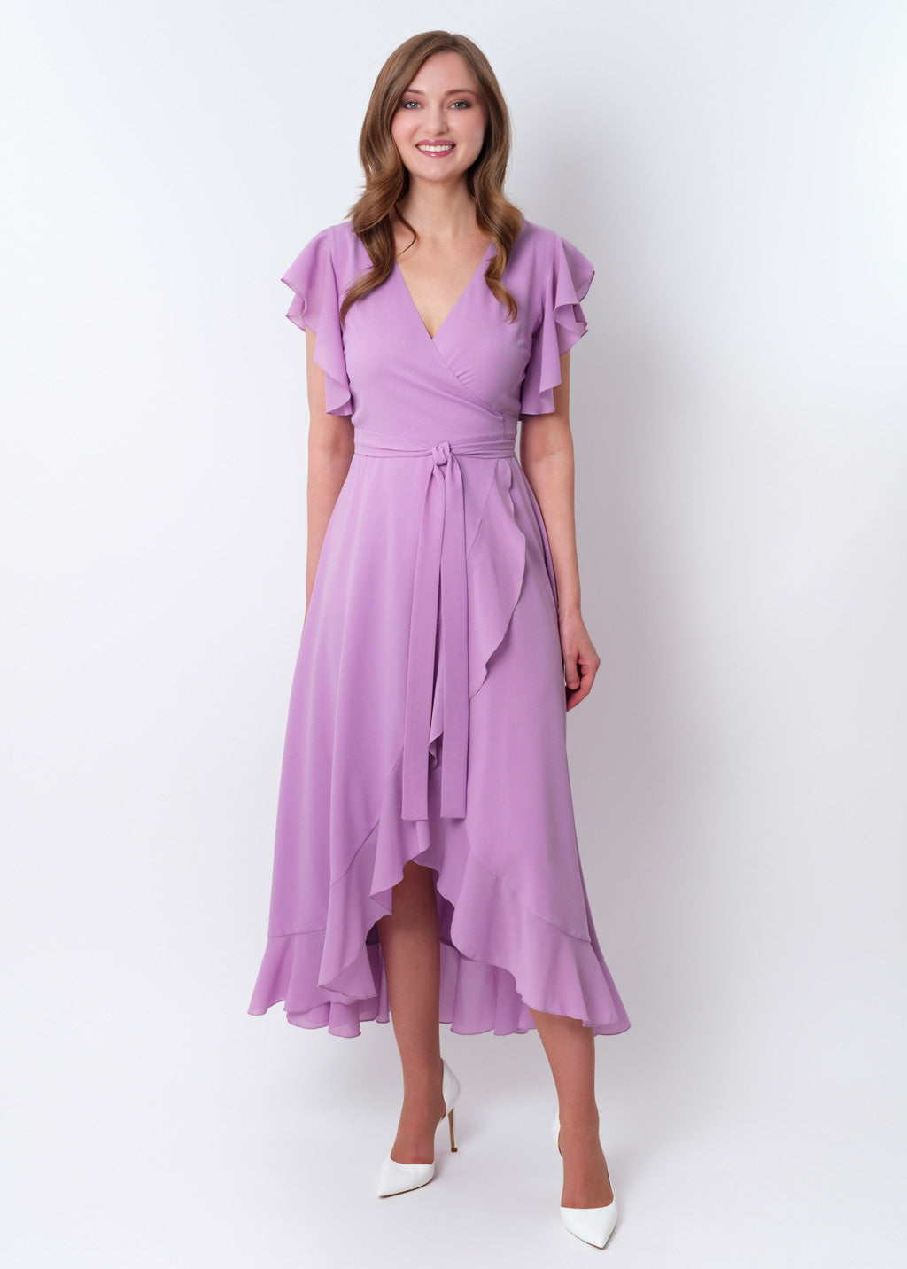 Lilac chiffon wrap dress