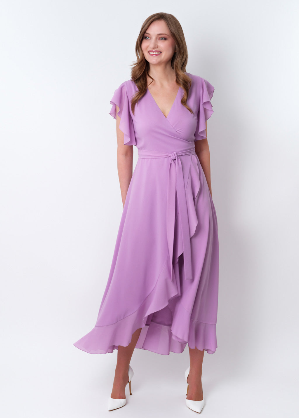 Lilac chiffon wrap dress