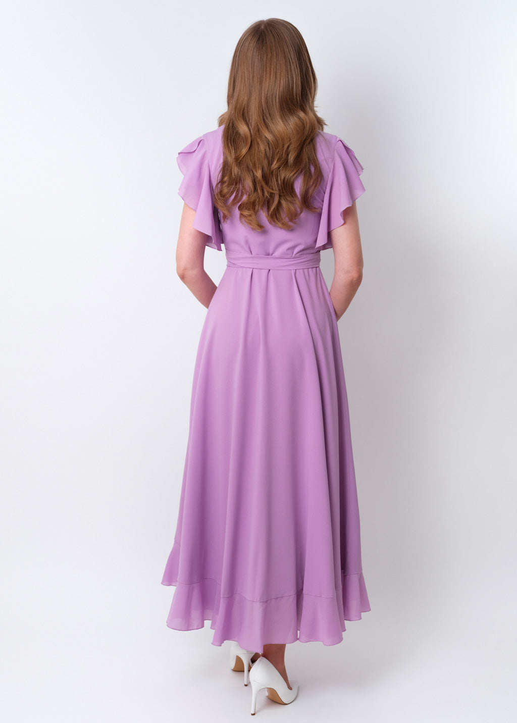 Lilac chiffon wrap dress