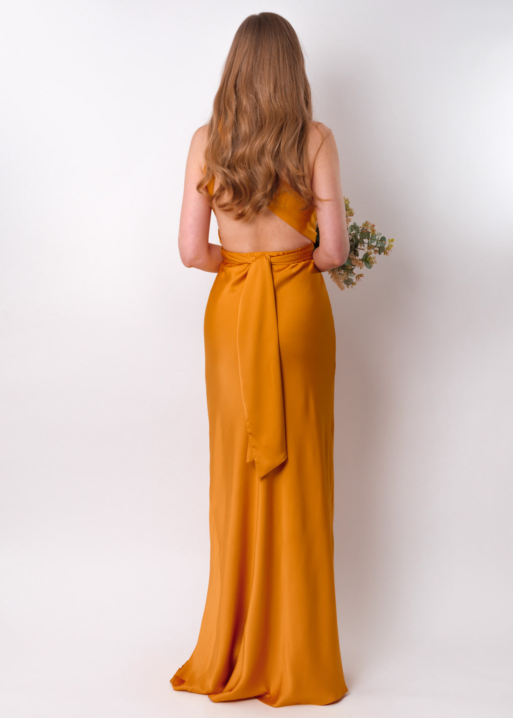 Gold infinity high slit long dress