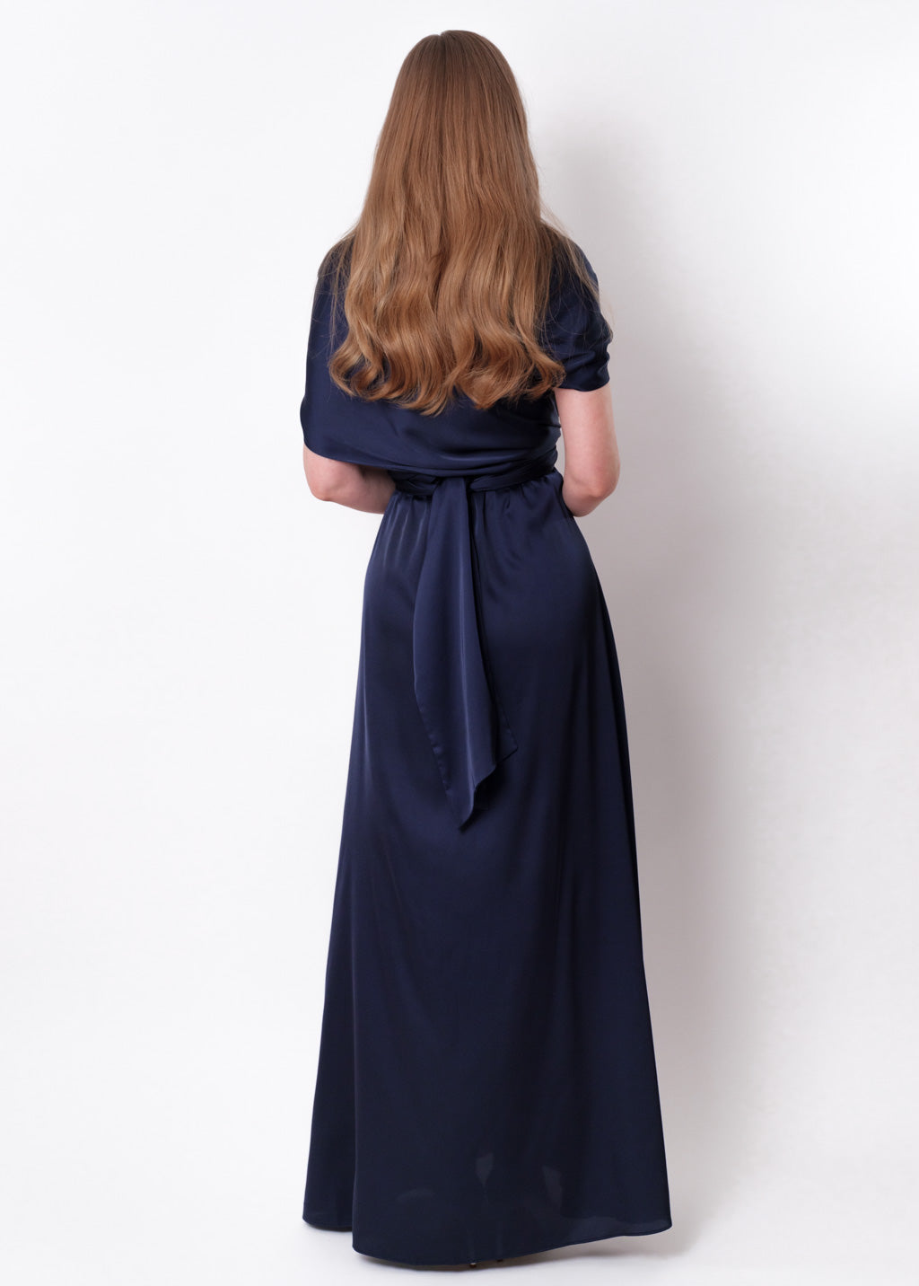 Navy blue infinity slit long dress