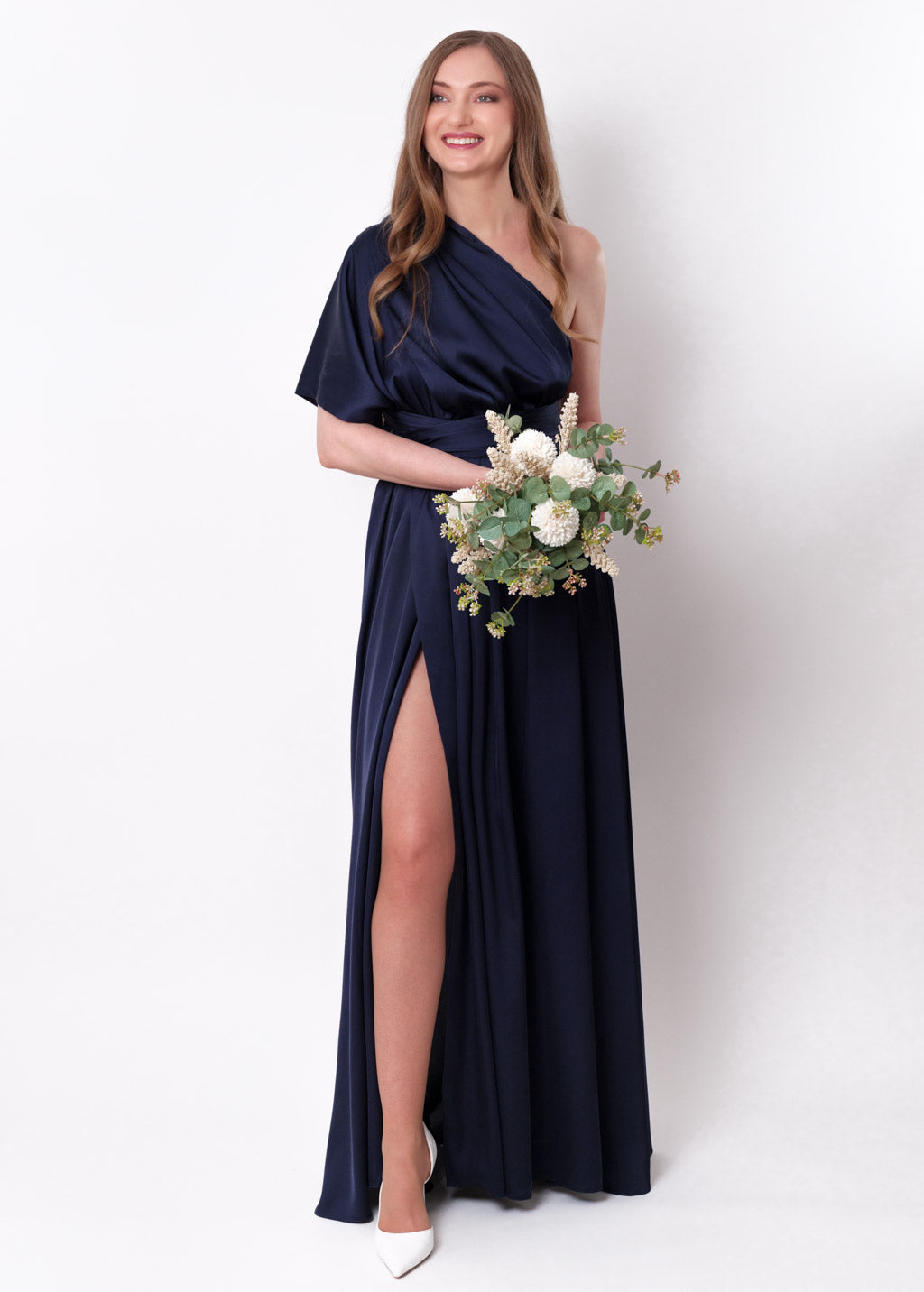 Navy blue infinity slit long dress
