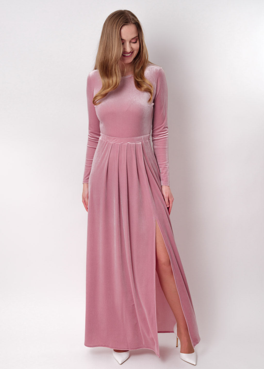 Mauve velvet long dress
