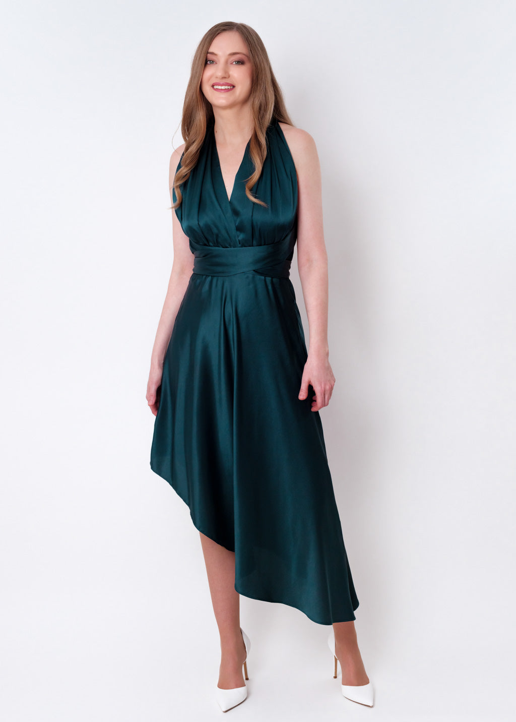 Dark teal green infinity asymmetric dress