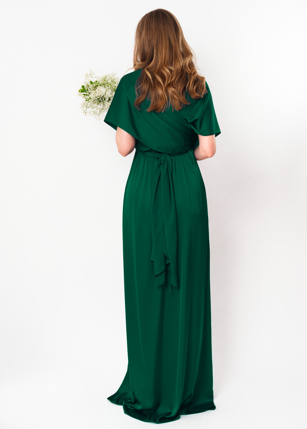 Emerald green infinity empire waist silk dress