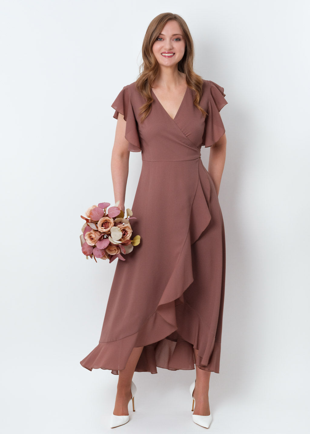 Cappuccino chiffon wrap dress