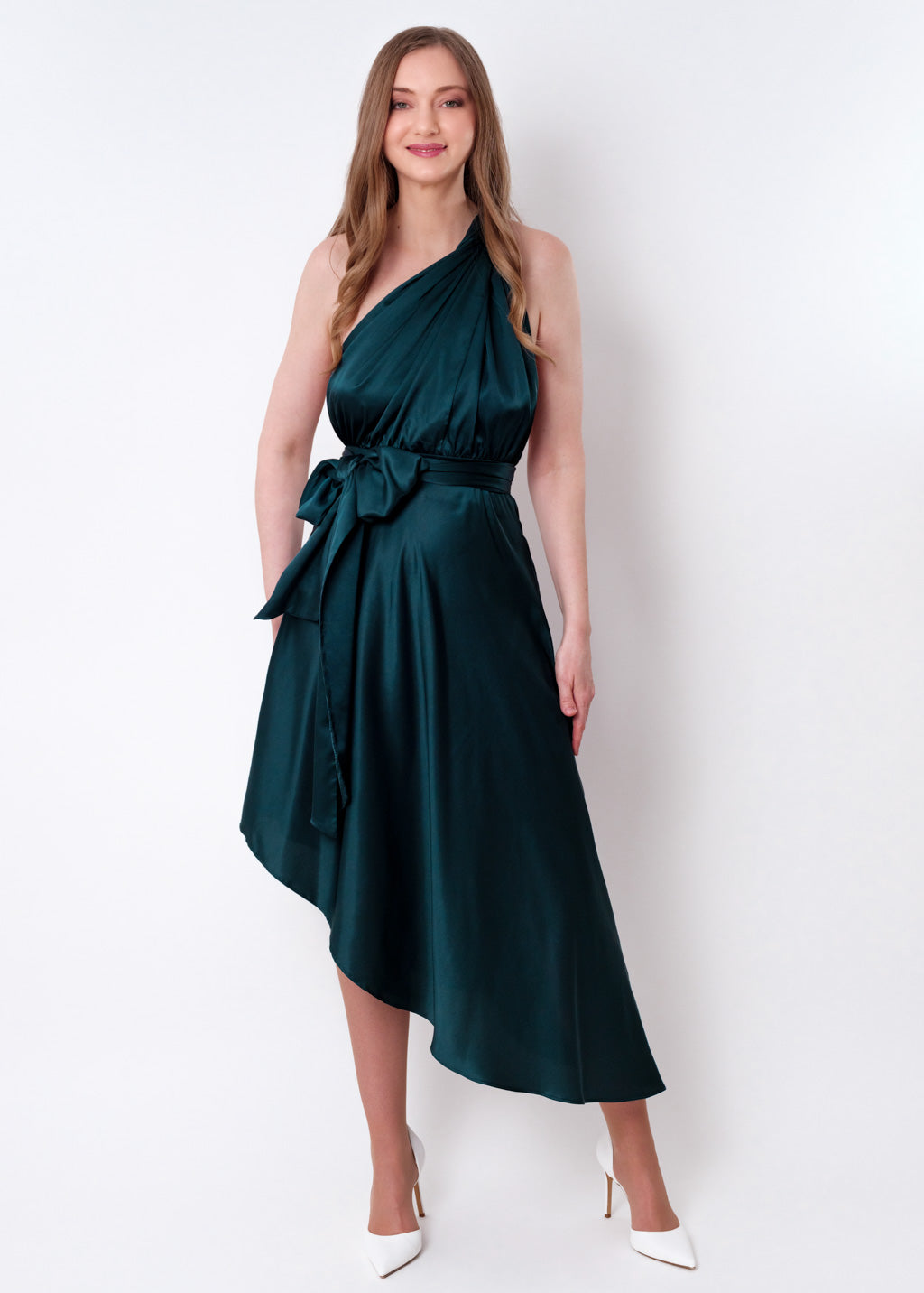Dark teal green infinity asymmetric dress