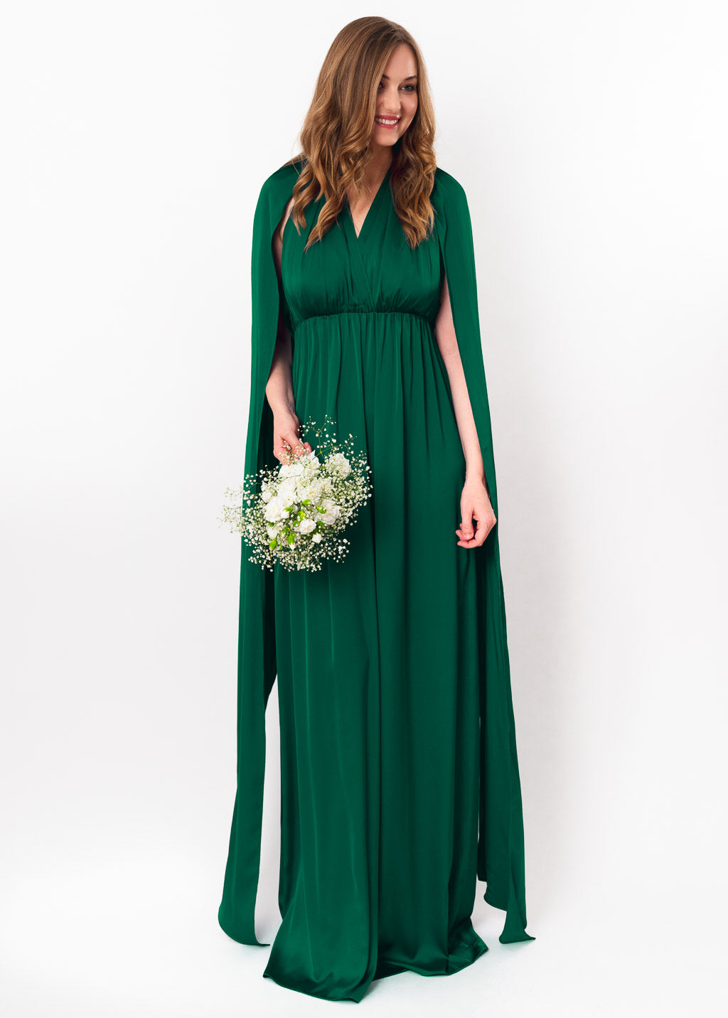 Emerald green infinity empire waist silk dress