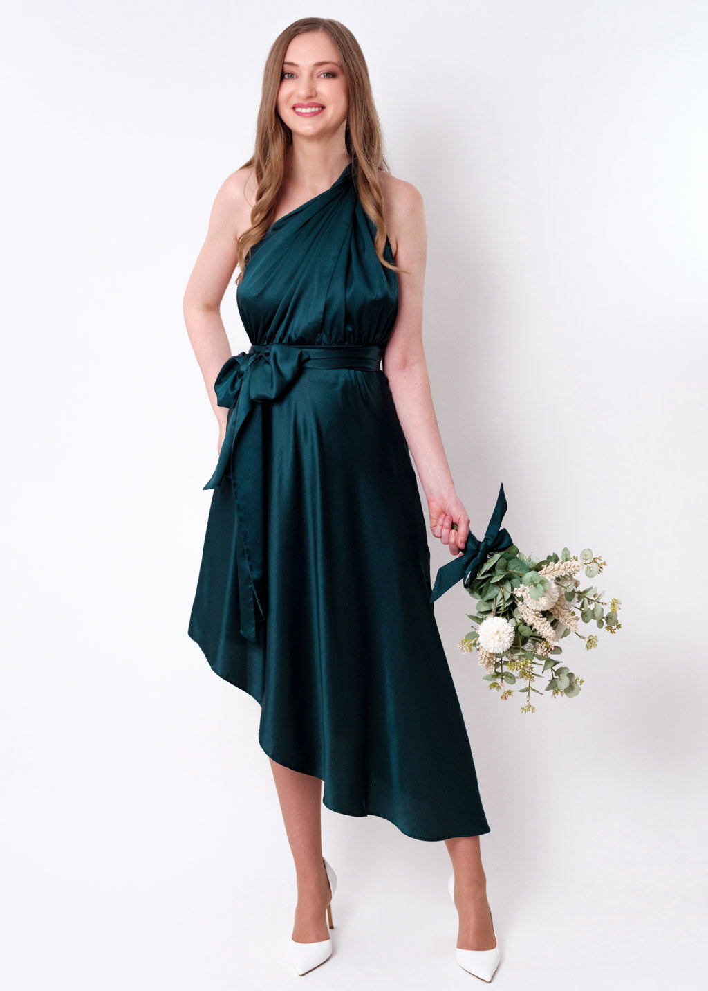 Dark teal green infinity asymmetric dress