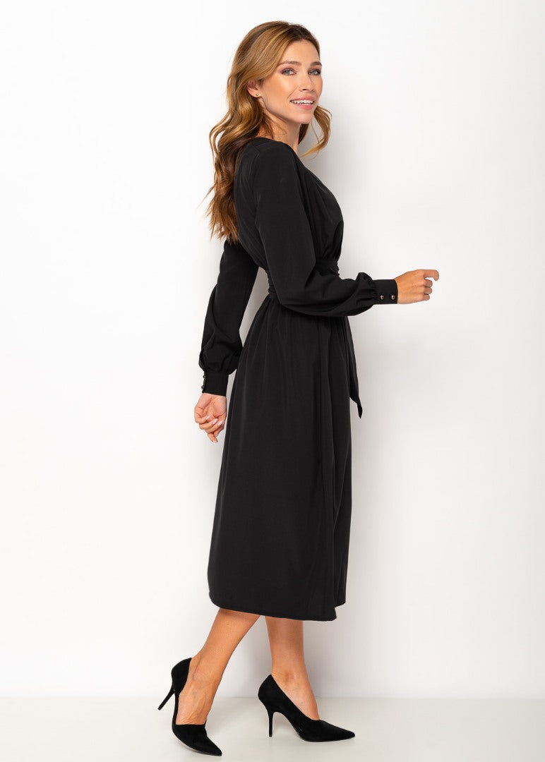 Black midi wrap dress