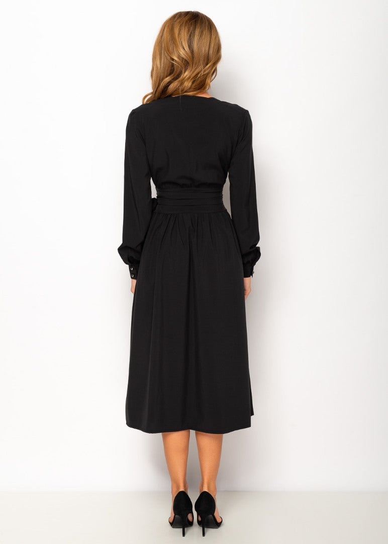 Black midi wrap dress