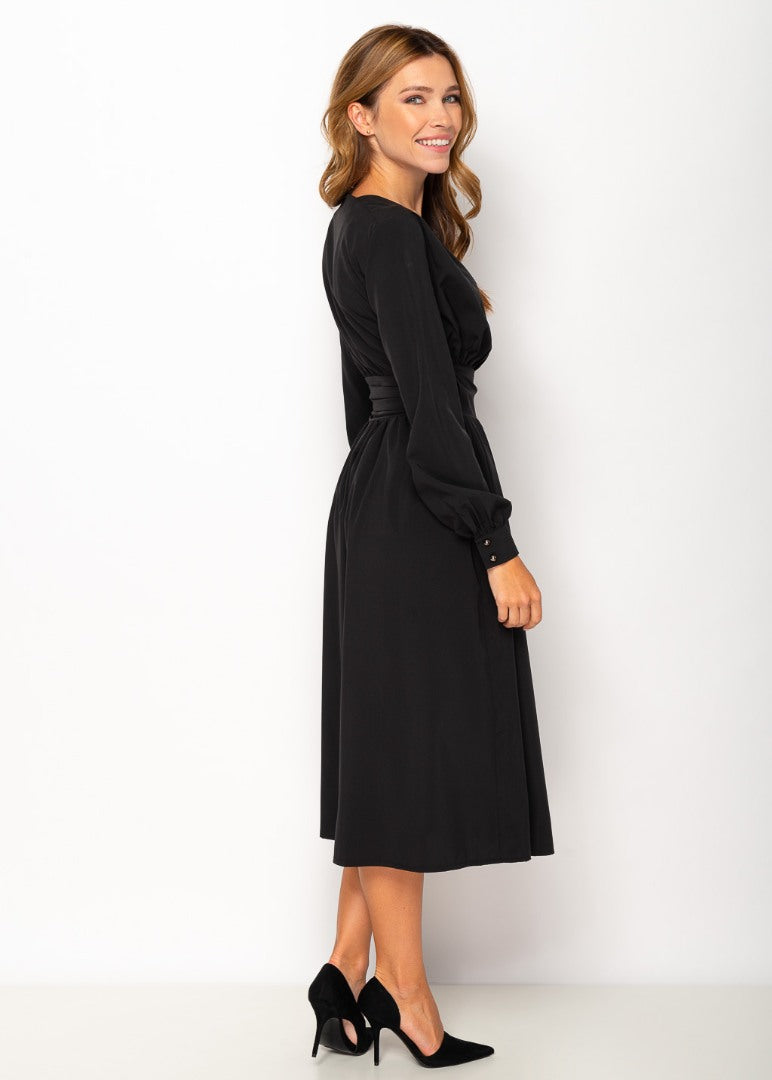 Black midi wrap dress