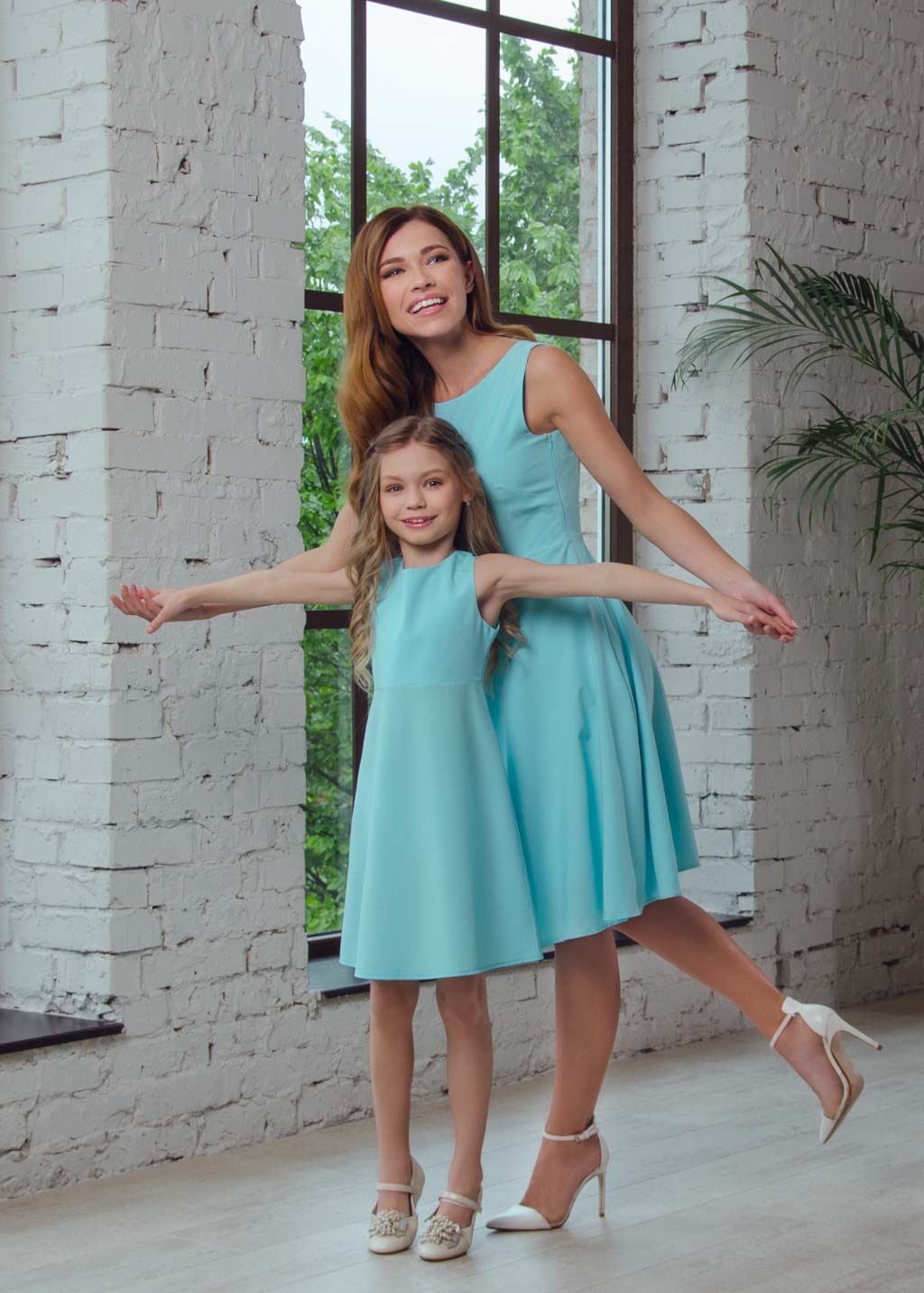 Mommy and me mint dresses
