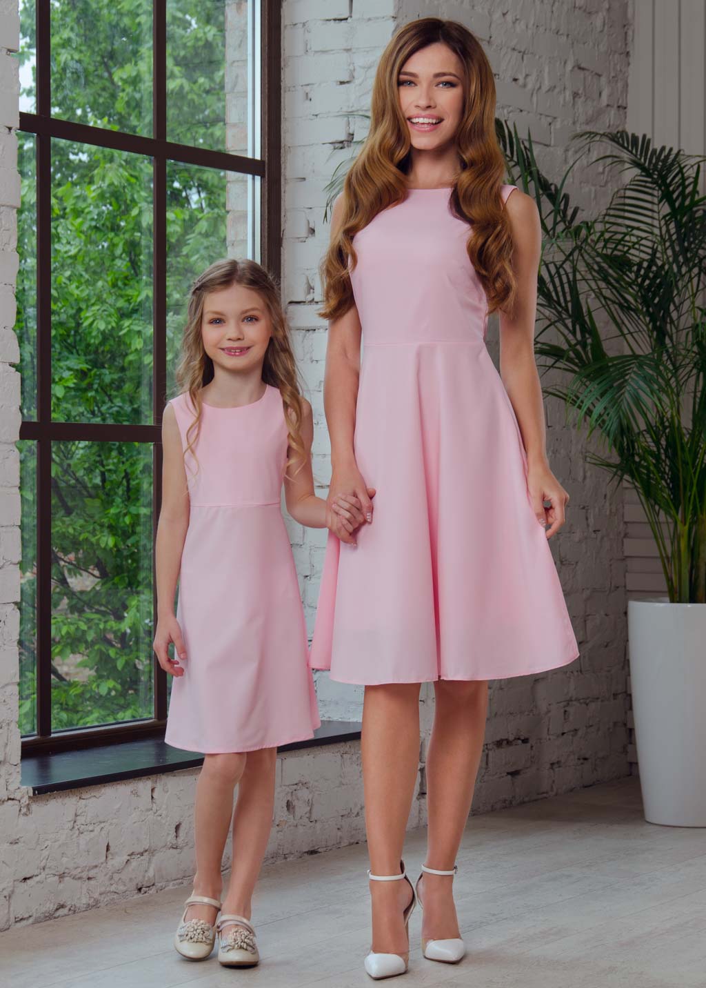 Mommy and me blush pink dresses