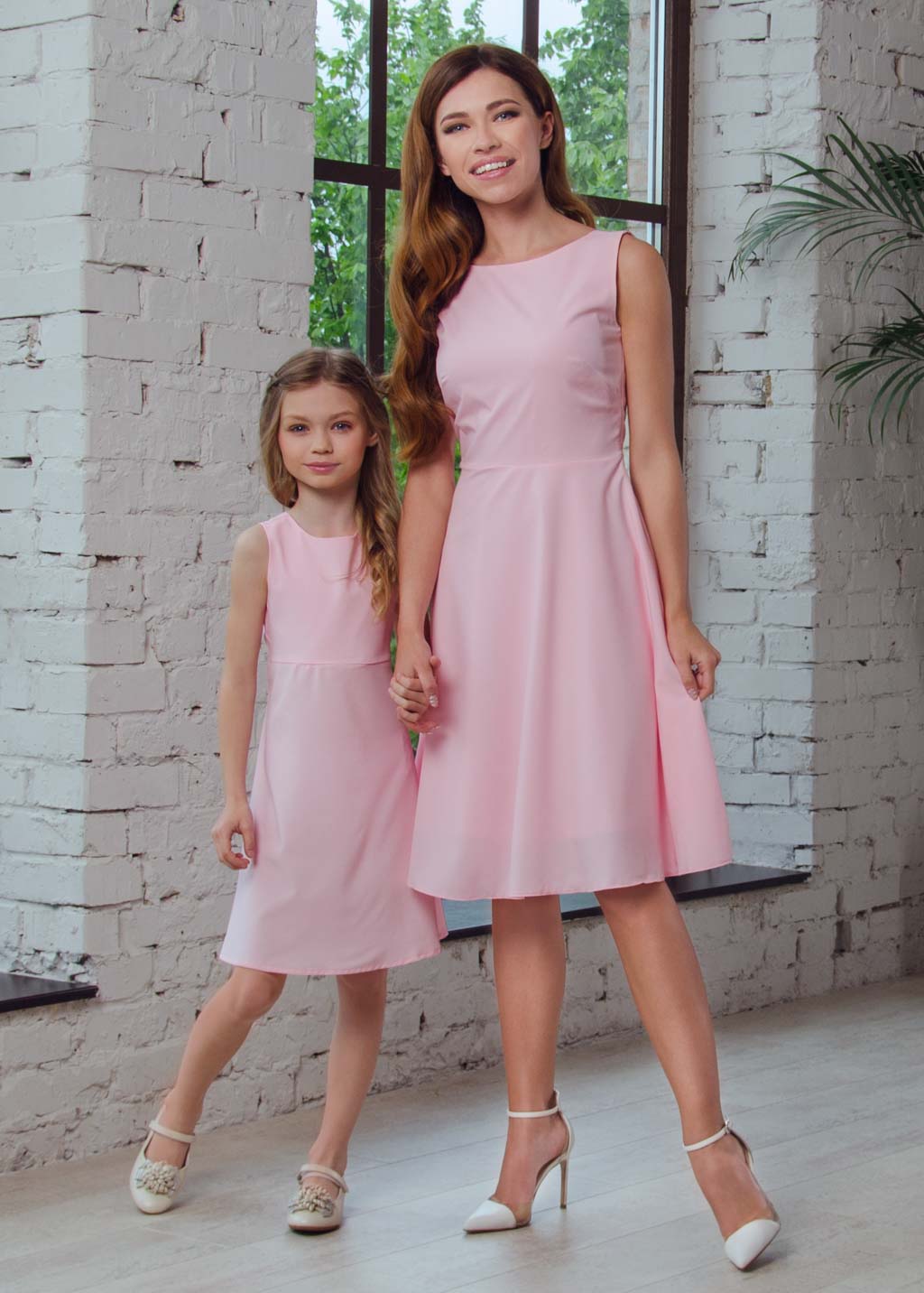 Mommy and me blush pink adult dress