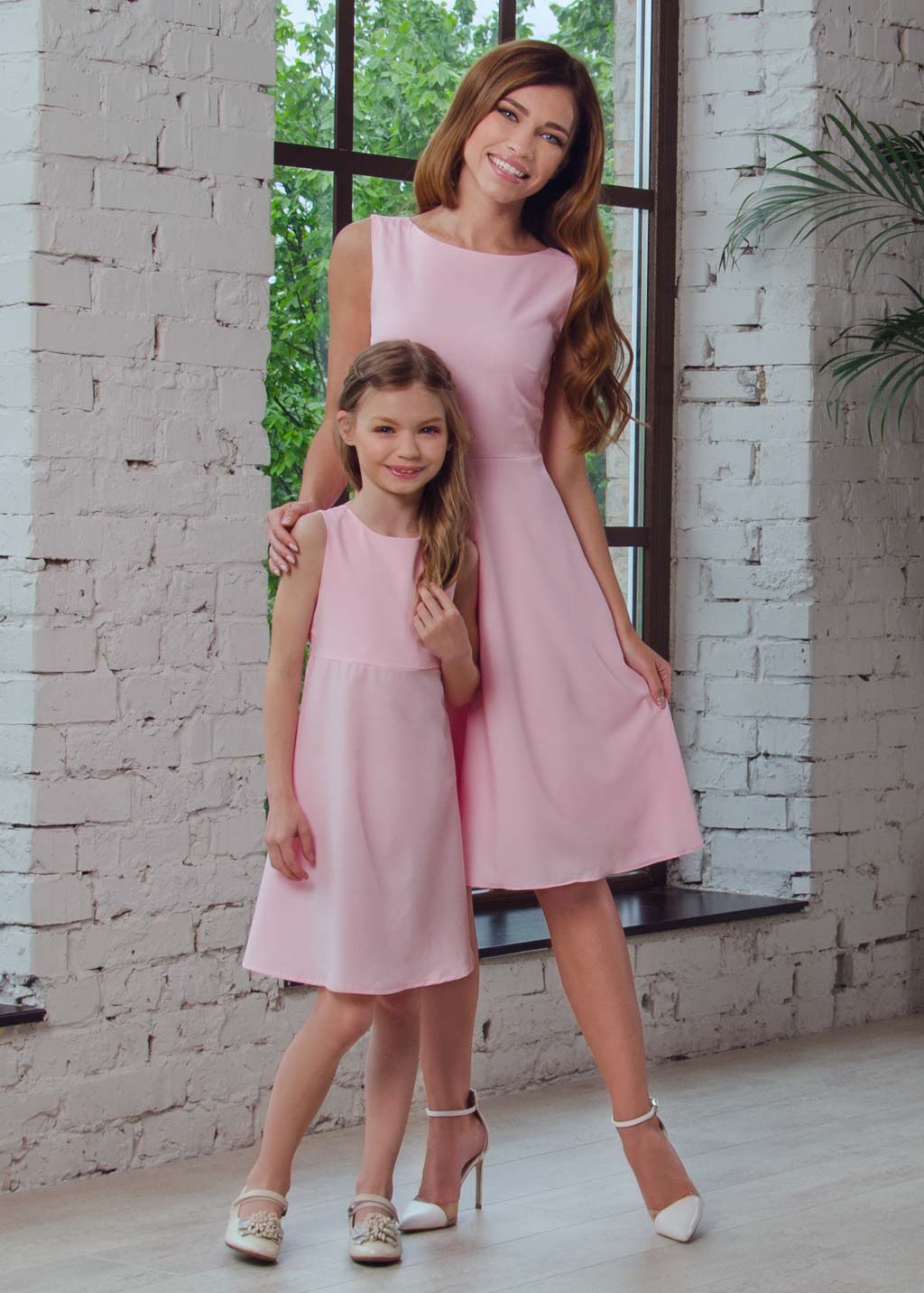 Mommy and me blush pink dresses