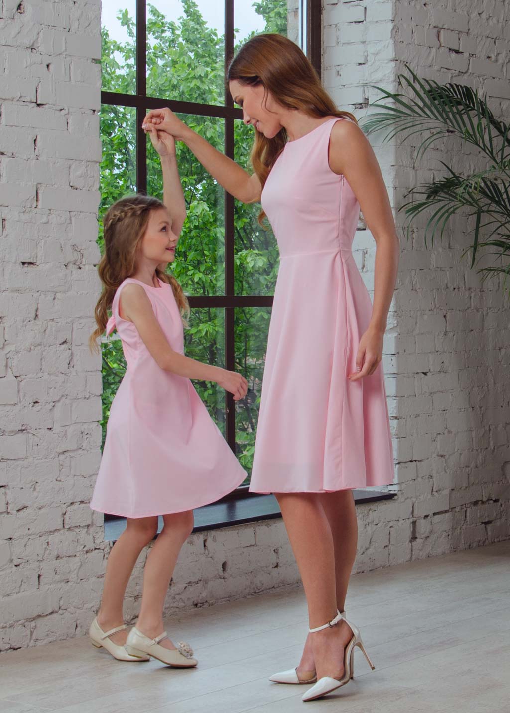 Mommy and me blush pink adult dress