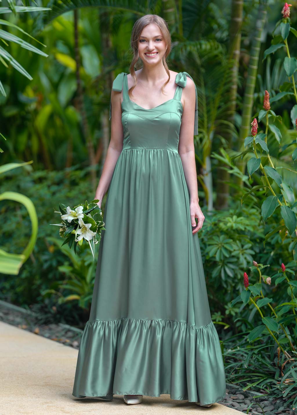 Sage green silk dress