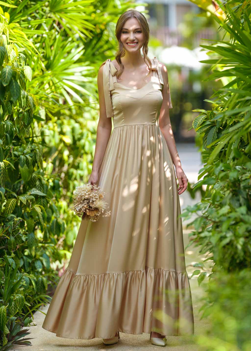 Champagne gold silk dress