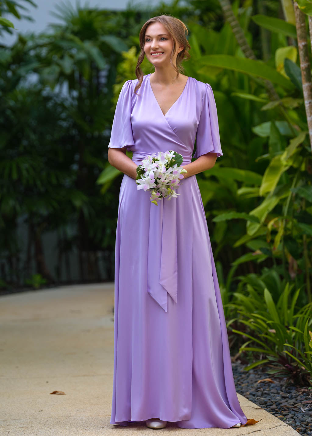 Lilac wrap long dress