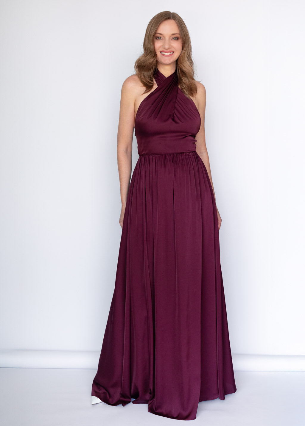 Robe nuisette en soie taupe