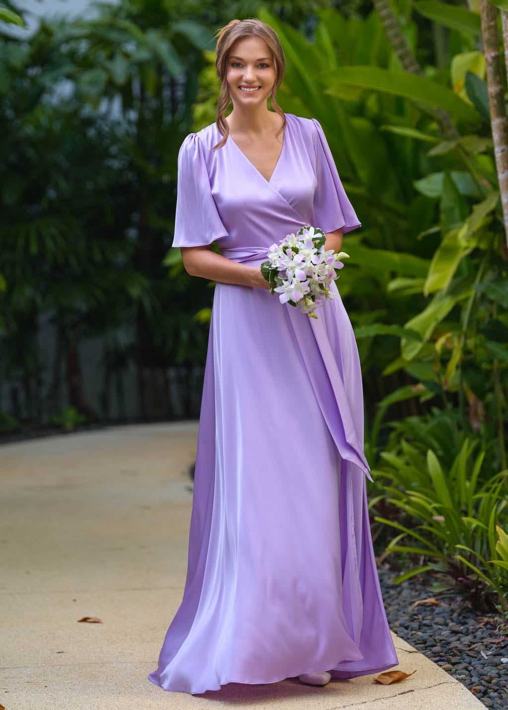 Lilac wrap long dress