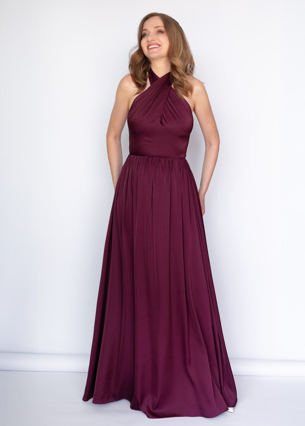 Robe nuisette en soie taupe