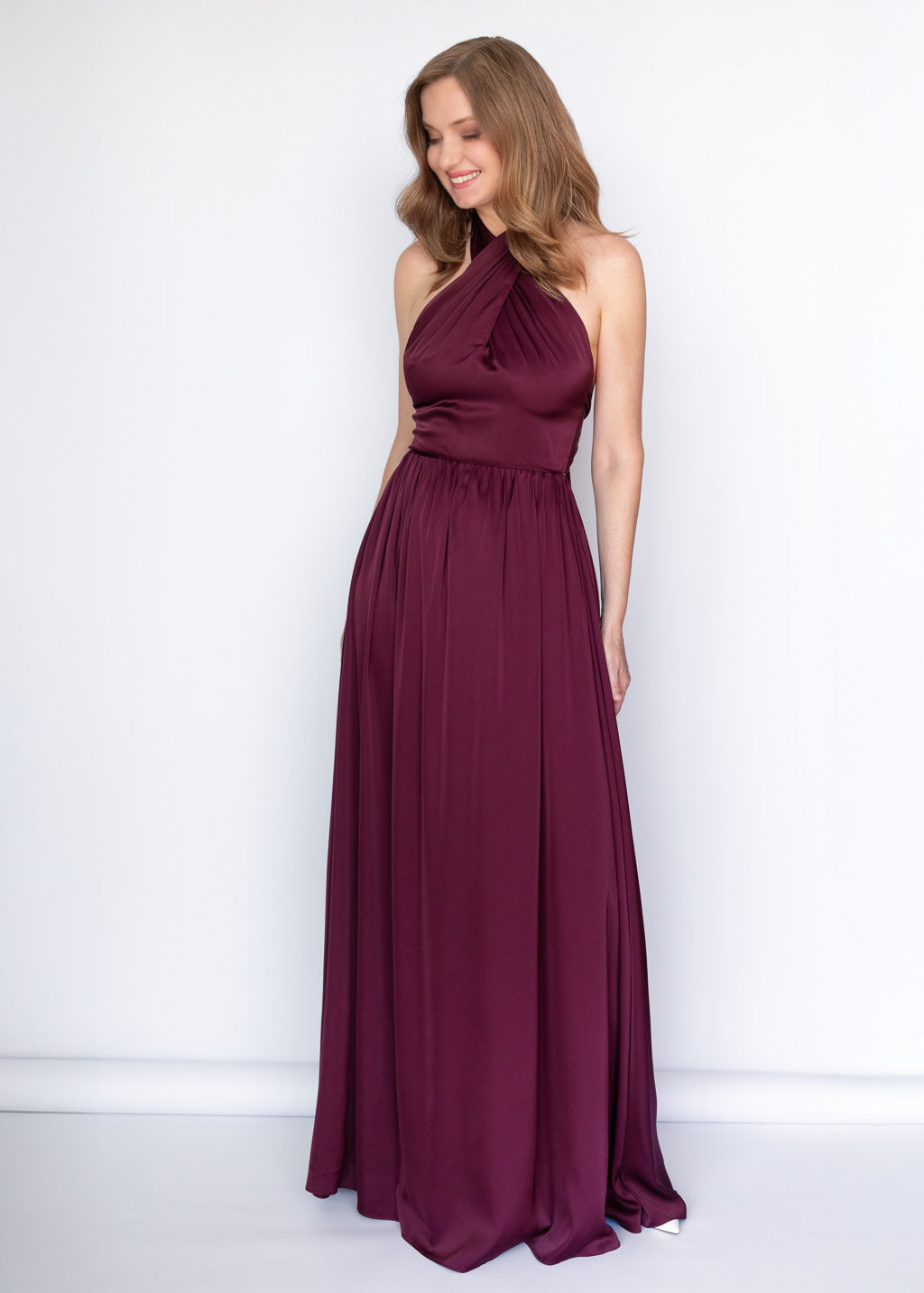 Robe nuisette en soie taupe