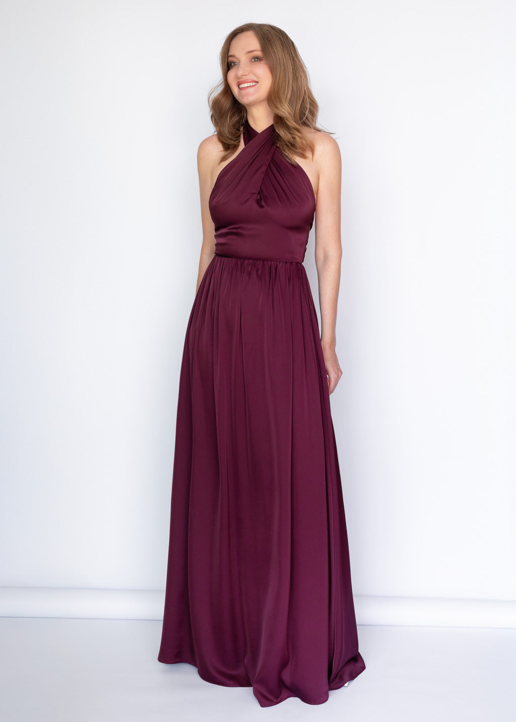 Robe nuisette en soie taupe
