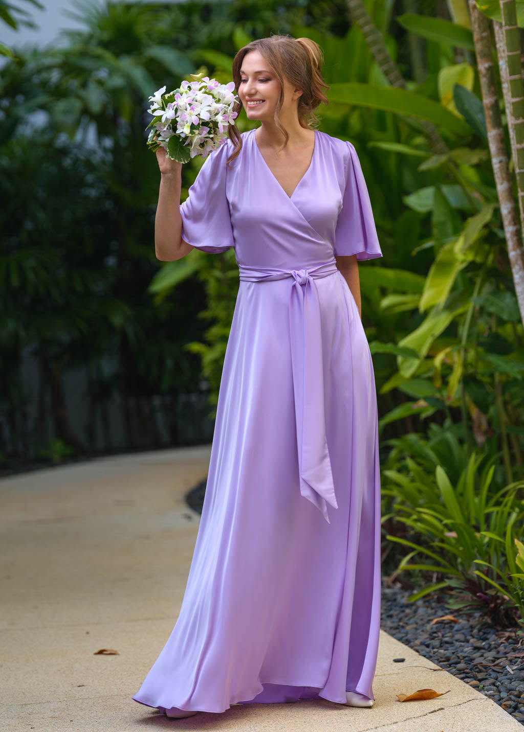 Lilac wrap long dress