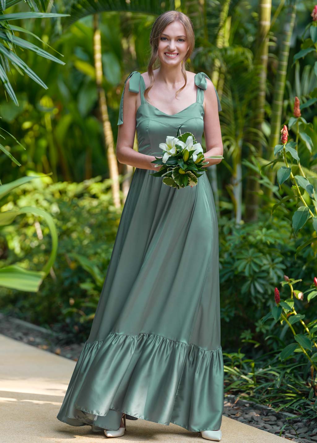 Sage green silk dress