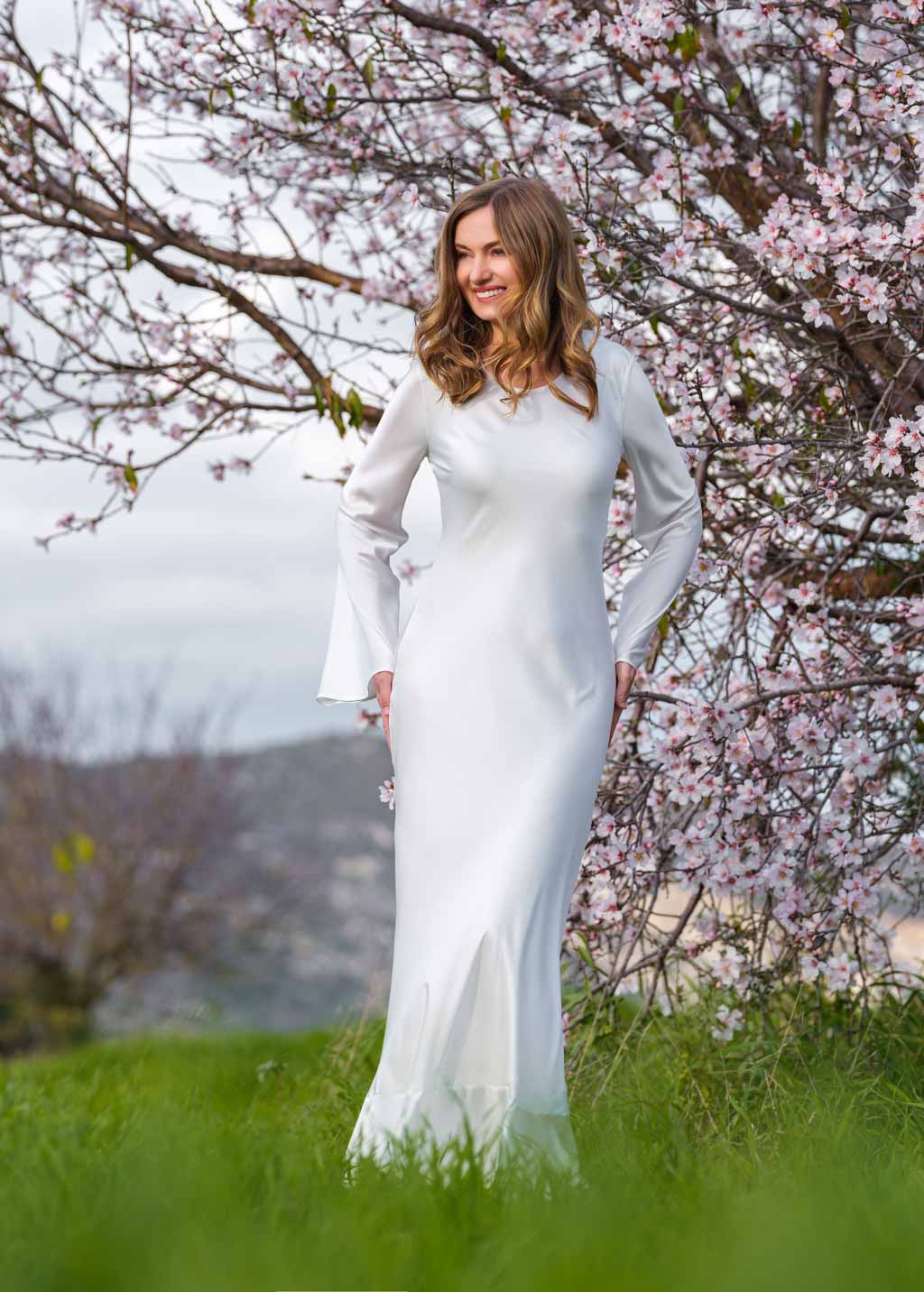 Ivory silk slip long dress