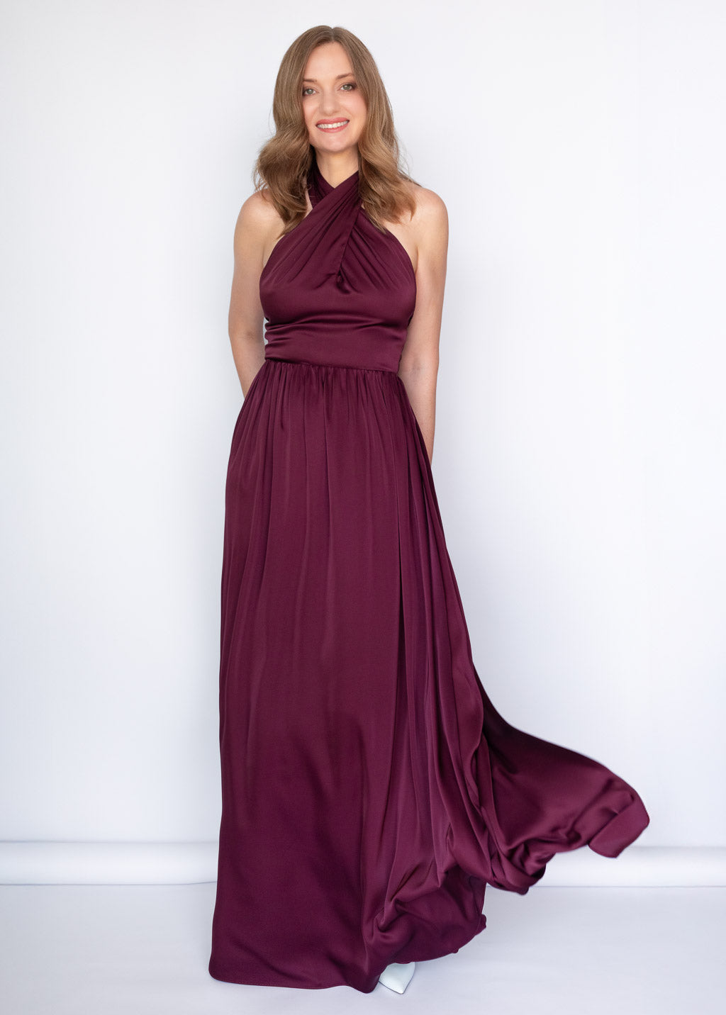 Robe nuisette en soie taupe