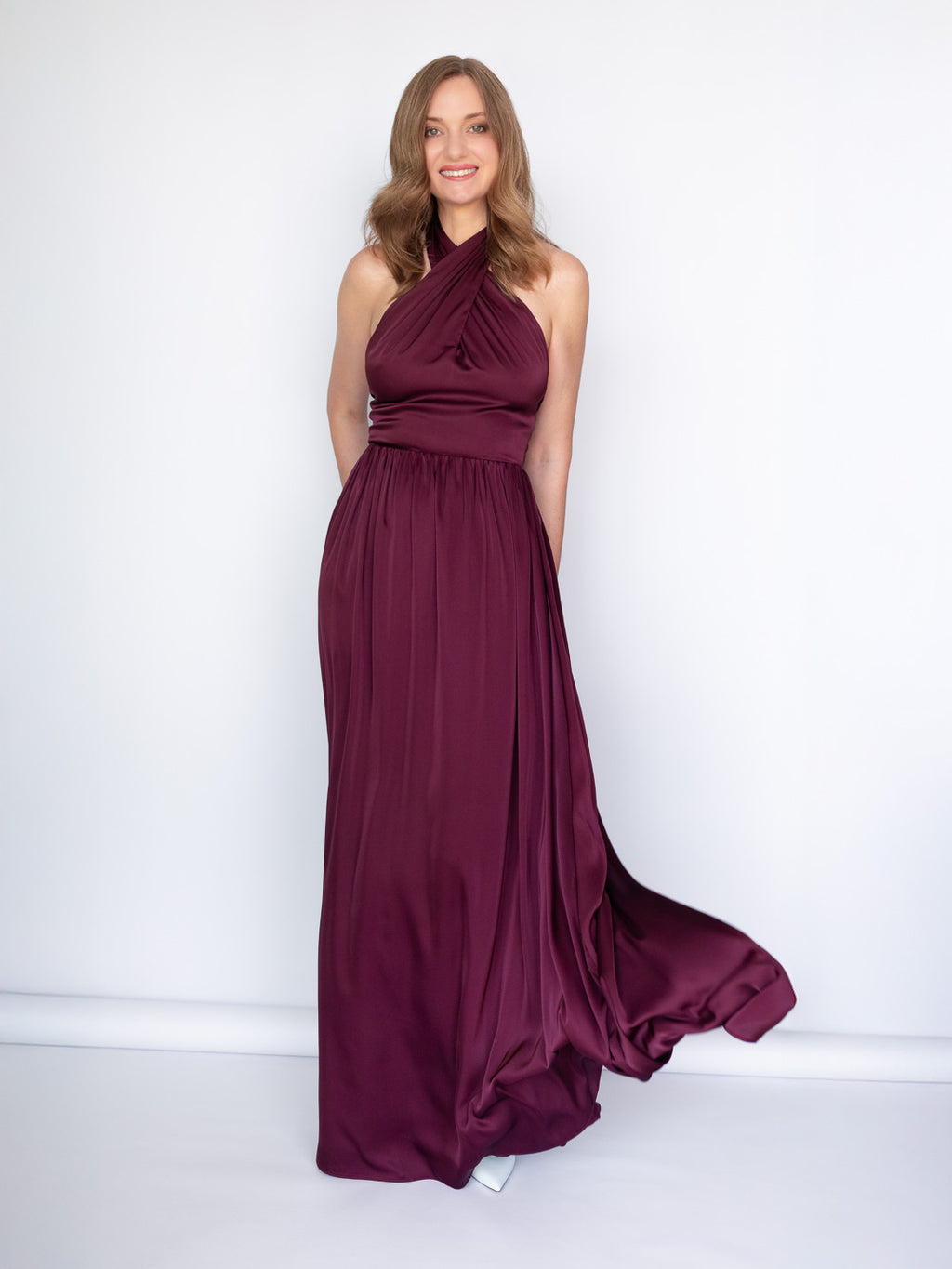 Robe nuisette en soie taupe