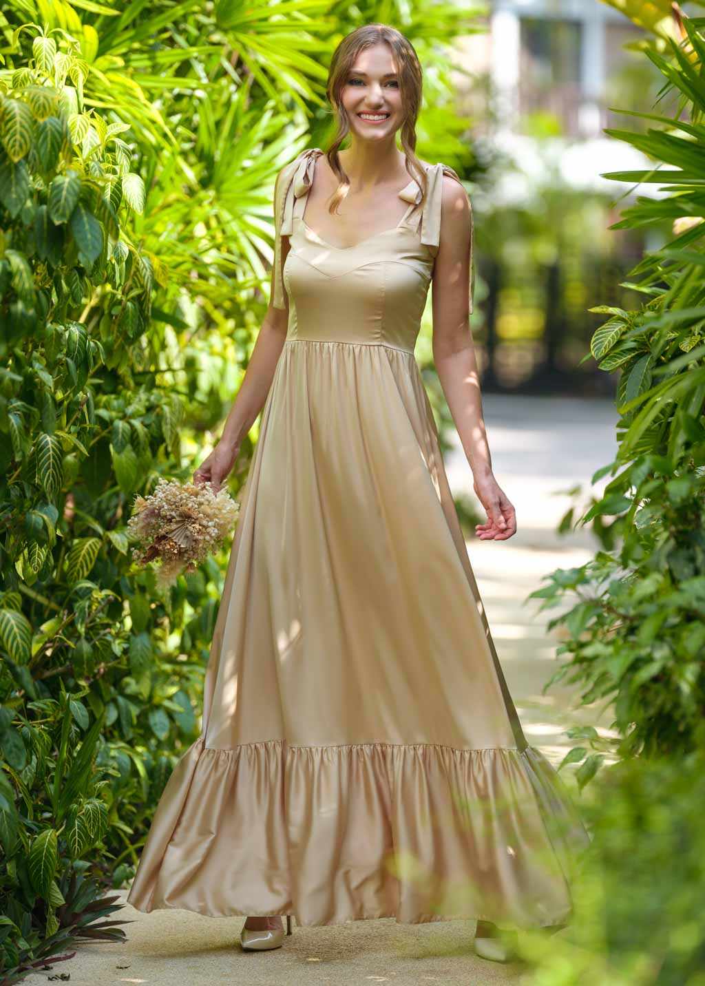 Champagne gold silk dress