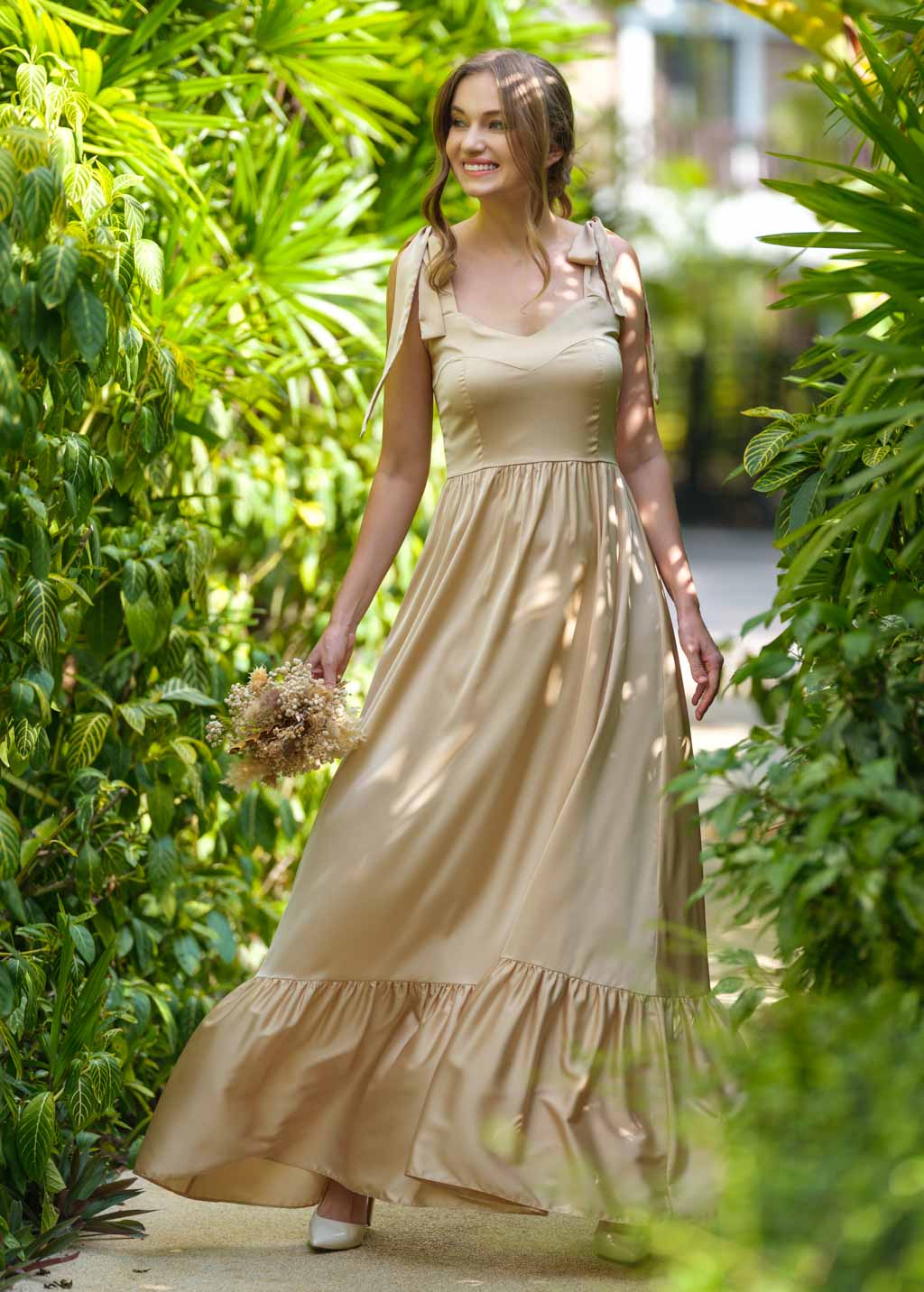 Champagne gold silk dress