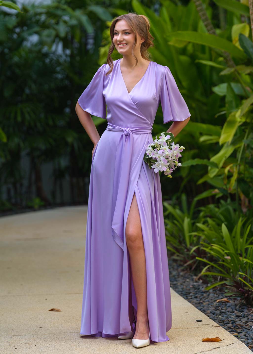 Lilac wrap long dress