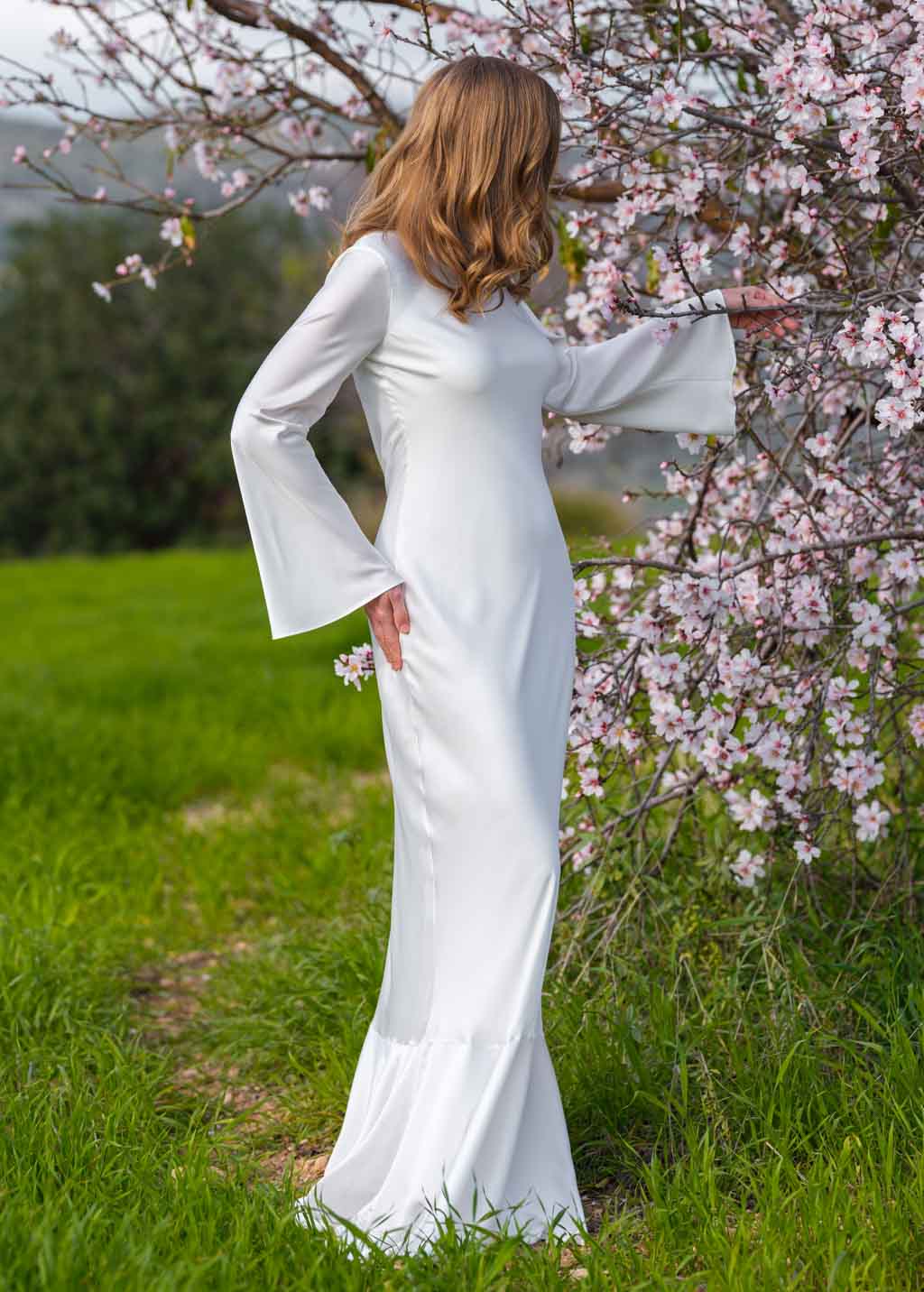 Ivory silk slip long dress