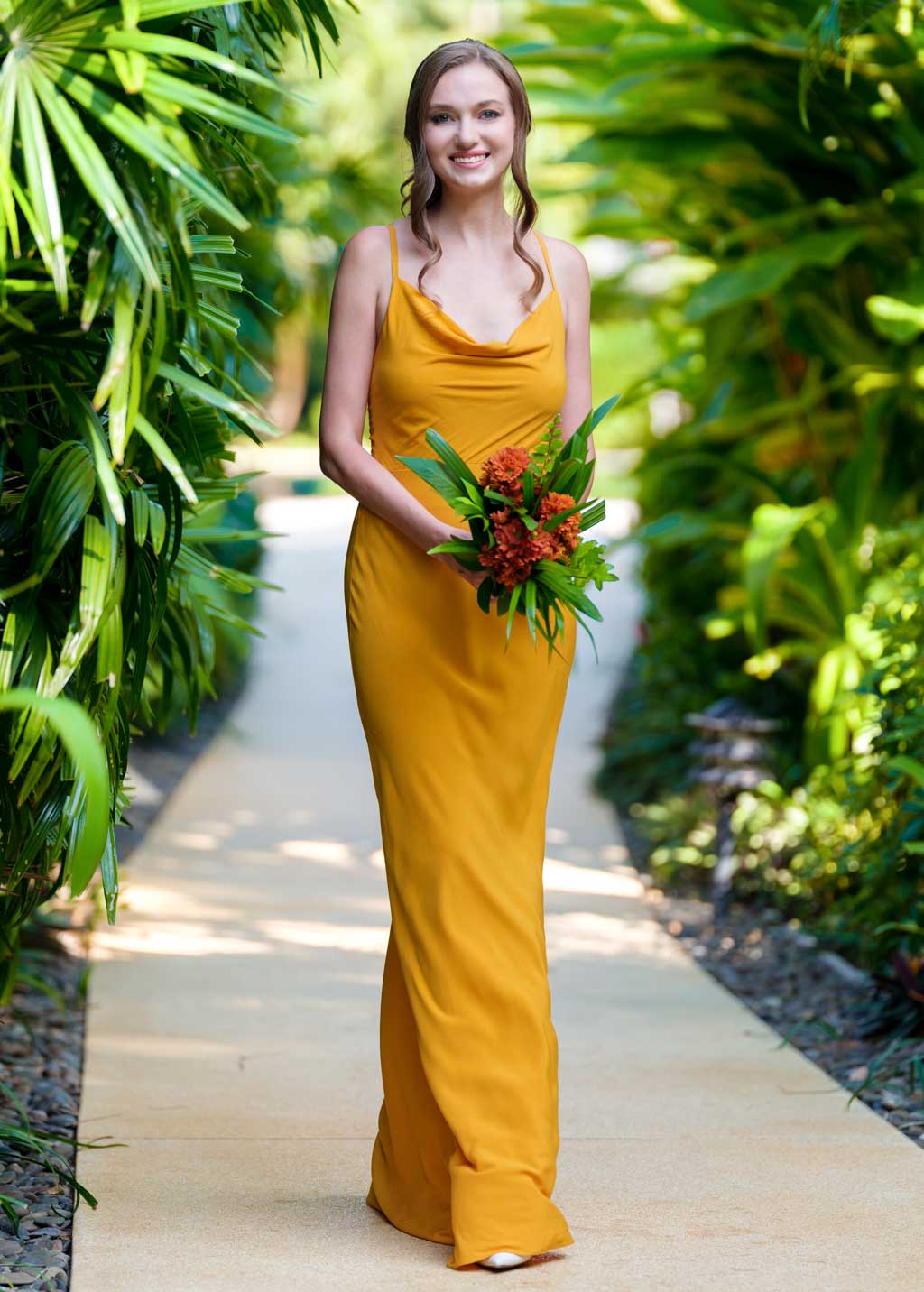 Honey yellow long slip dress