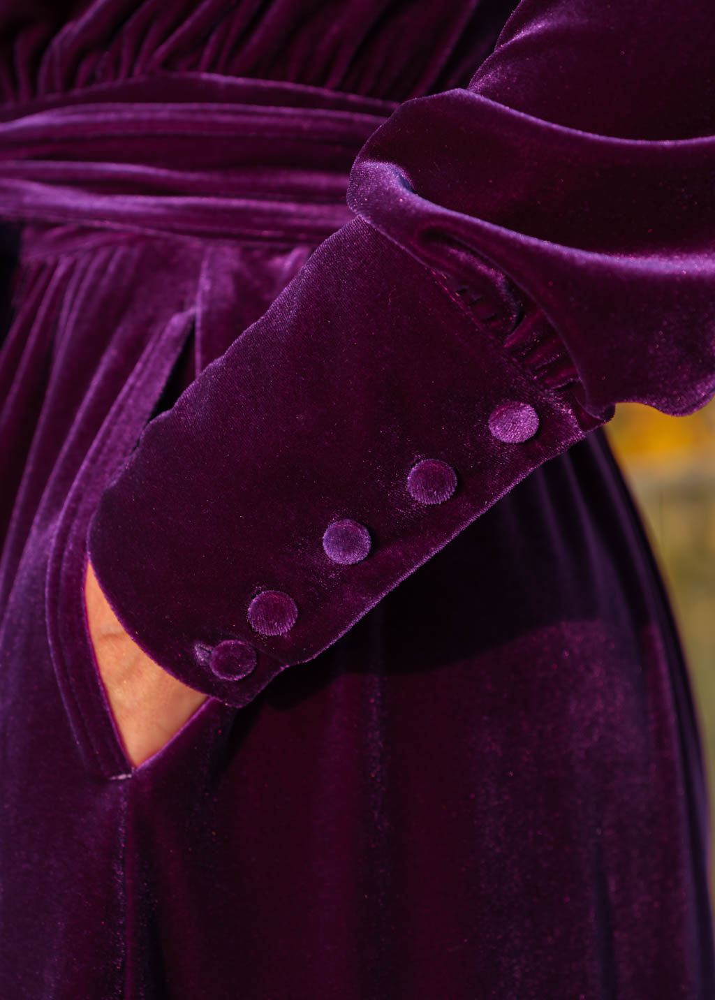 Purple long sleeve velvet dress