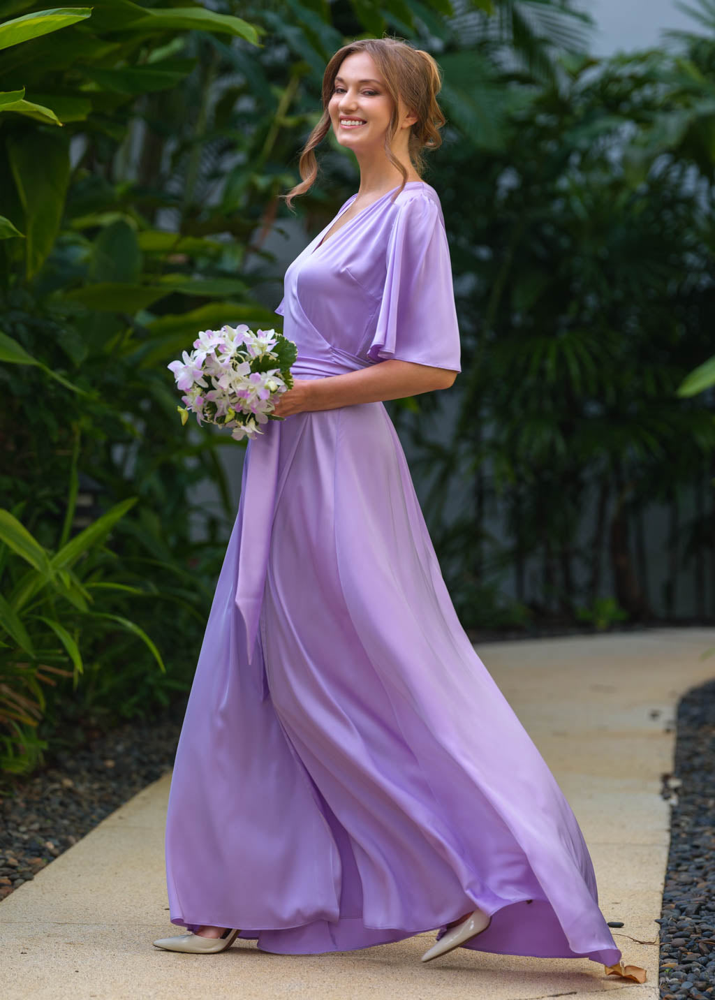 Lilac wrap long dress