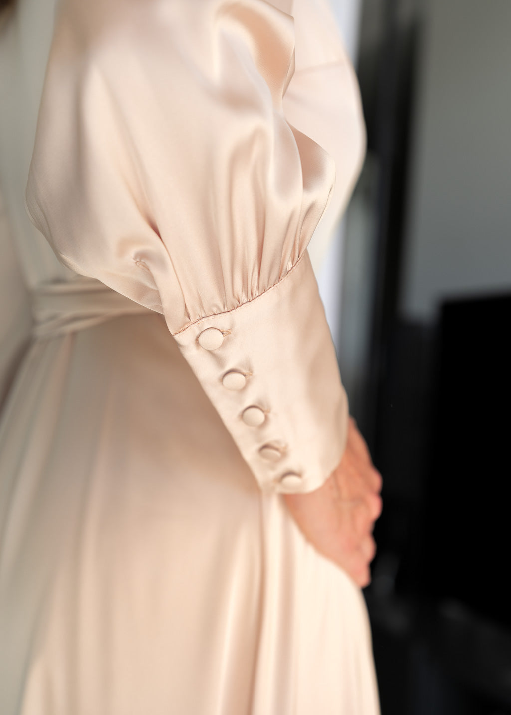 Light Champagne Long Silk Wrap Dress