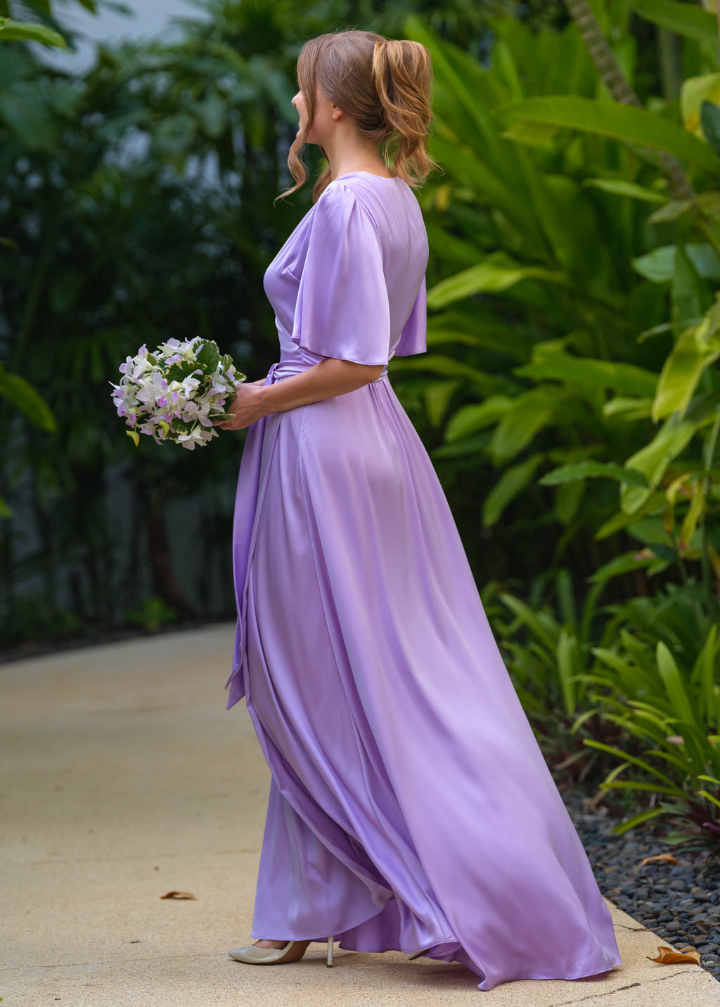 Lilac wrap long dress