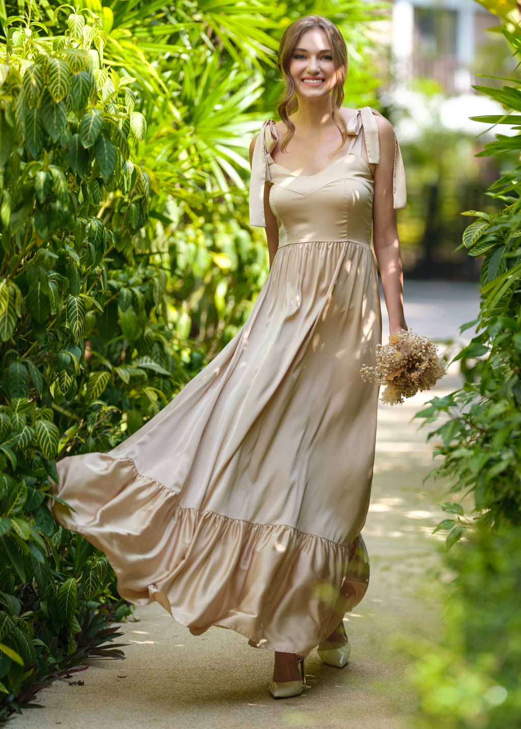 Champagne gold silk dress